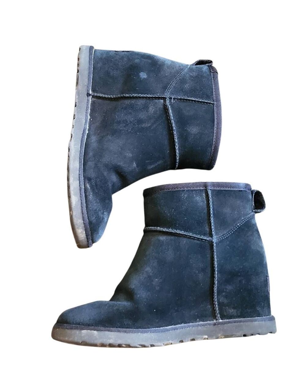 UGG Boots Women's 5 Black Classic Femme Mini Wedge Suede Leather Sheepskin
